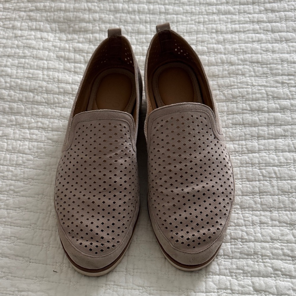 Franco Sarto Taupe Perforated Loafers